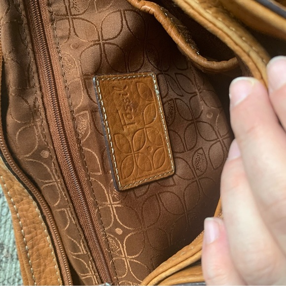 Fossil Brown Leather Bag Purse Hand bag Shoulder Bag Fashion Small Womens - Picture 2 of 3